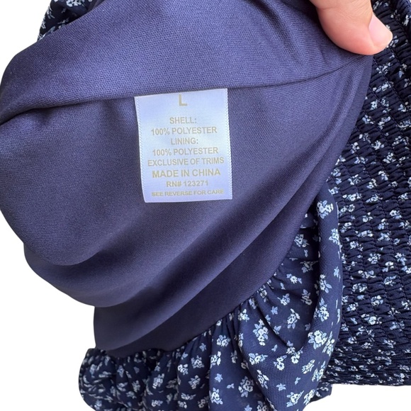 Riley&James Mini Dress Navy With Floral Pattern And Adjustable straps , Size L - Picture 5 of 8